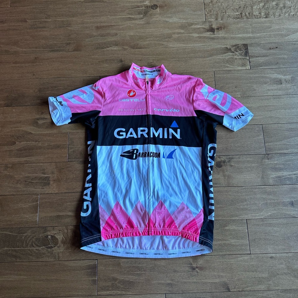 Garmin Pink Black White Short-Sleeve Cycling Jersey
